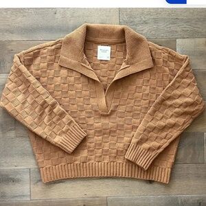 Abercrombie & Fitch brown tan checkered sweater small